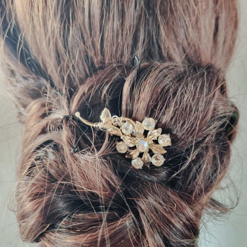 Smuk vintage krystal hårnål - Hårpynt med blomster og perler til bryllup, konfirmation og fest