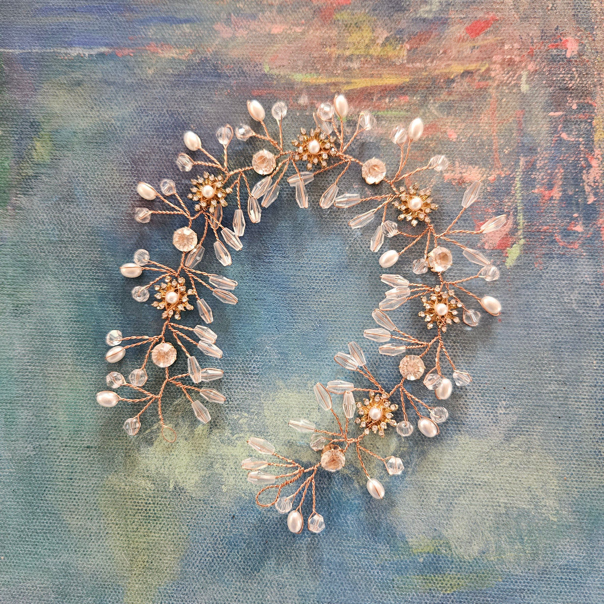 Den fineste hårpynt i kobber - Hårpynt med blomster og perler til bryllup, konfirmation og fest
