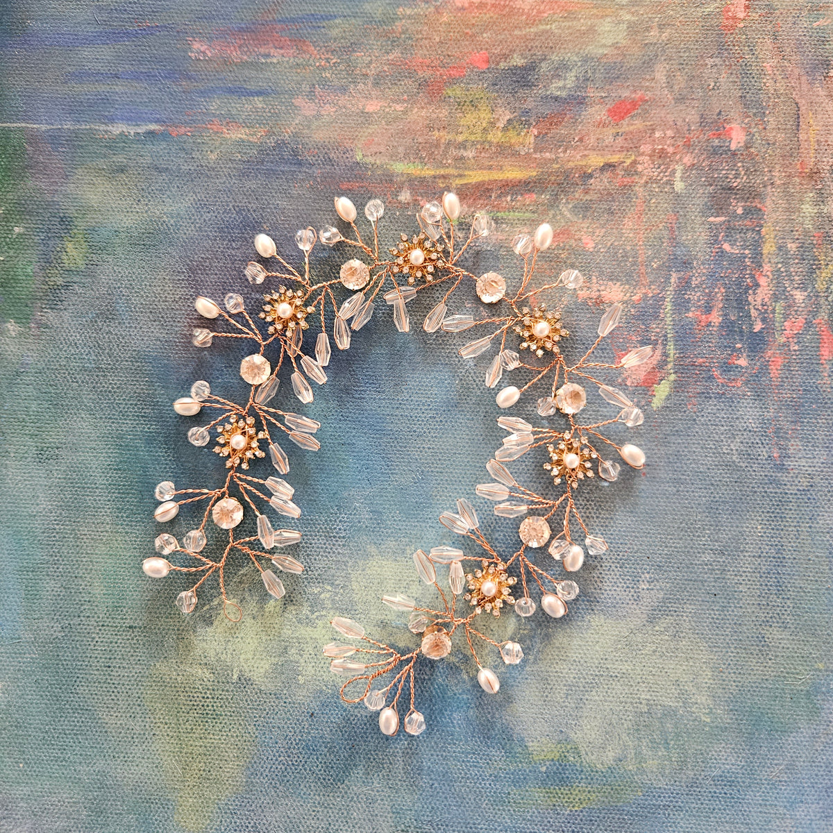 Den fineste hårpynt i kobber - Hårpynt med blomster og perler til bryllup, konfirmation og fest