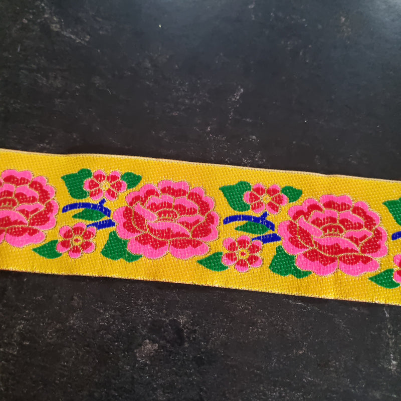Gult bånd - Hårpynt med blomster og perler til bryllup, konfirmation og fest