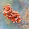 Kam med hortensia i dæmpet rød - Hårpynt med blomster og perler til bryllup, konfirmation og fest