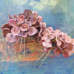 Stor hårnål med hortensia - lilla - Hårpynt med blomster og perler til bryllup, konfirmation og fest