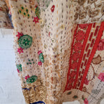 Kantha patchwork jakke - lang - Hårpynt med blomster og perler til bryllup, konfirmation og fest