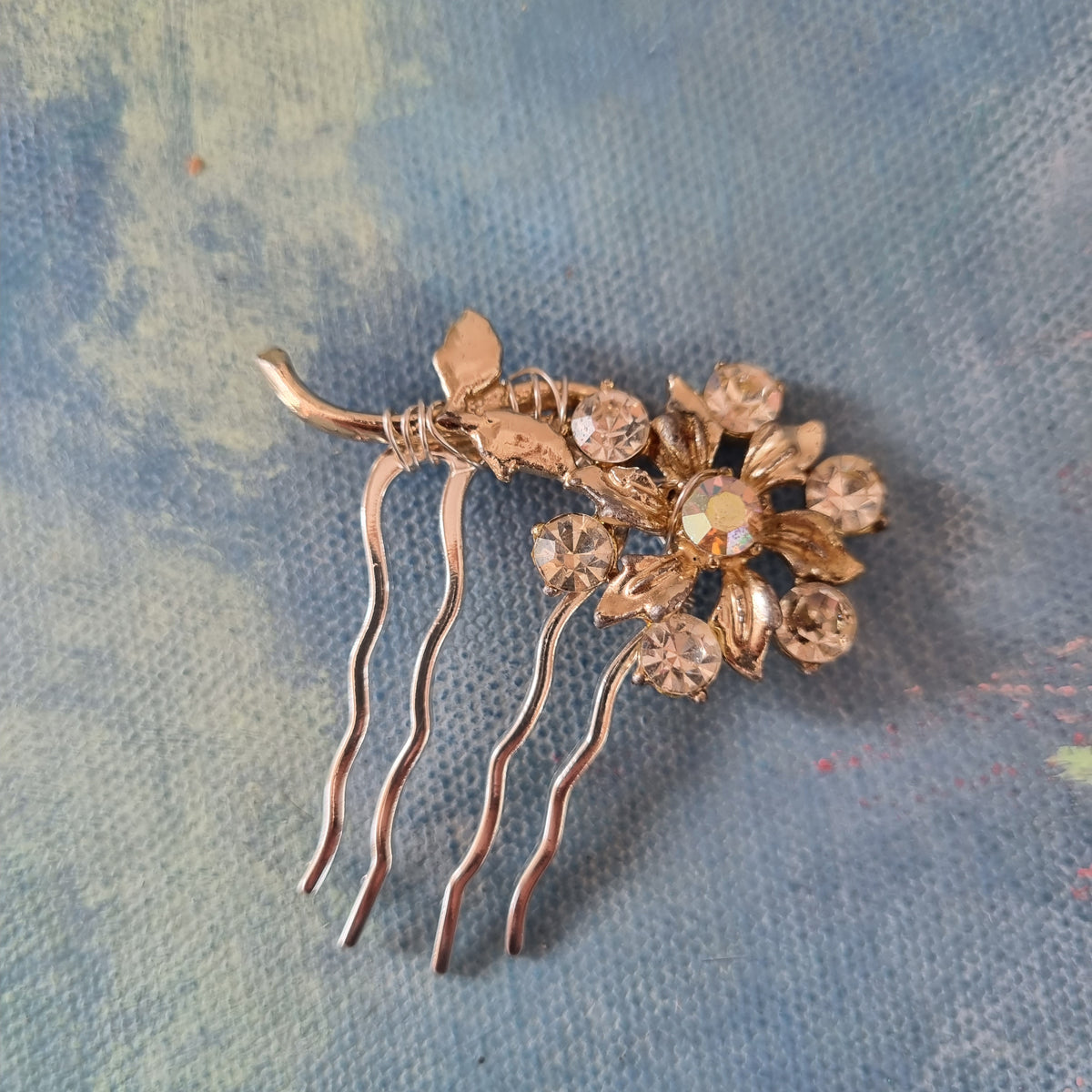 Smuk vintage krystal hårnål - Hårpynt med blomster og perler til bryllup, konfirmation og fest