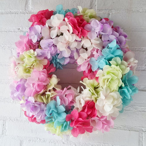 Giga stor krans med hortensia - Hårpynt med blomster og perler til bryllup, konfirmation og fest