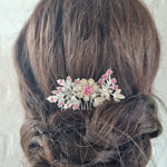 Den fineste vintage kam med rhinsten og pink diamant - Hårpynt med blomster og perler til bryllup, konfirmation og fest