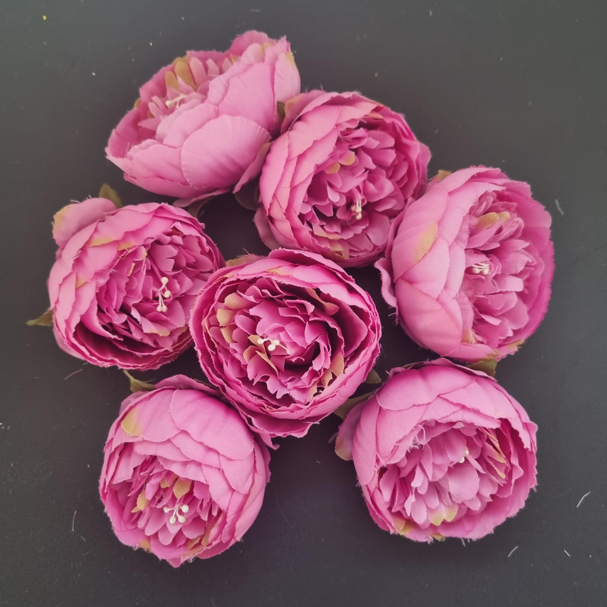 7 pink pæoner - Hårpynt med blomster og perler til bryllup, konfirmation og fest