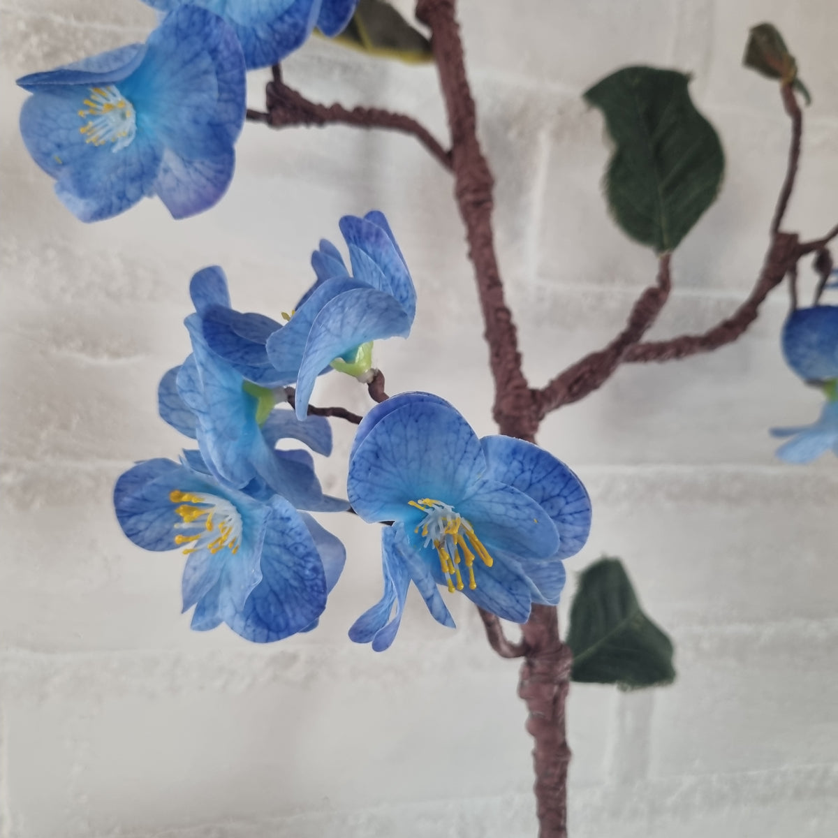 Japansk kirsebærgren - blå - Hårpynt med blomster og perler til bryllup, konfirmation og fest