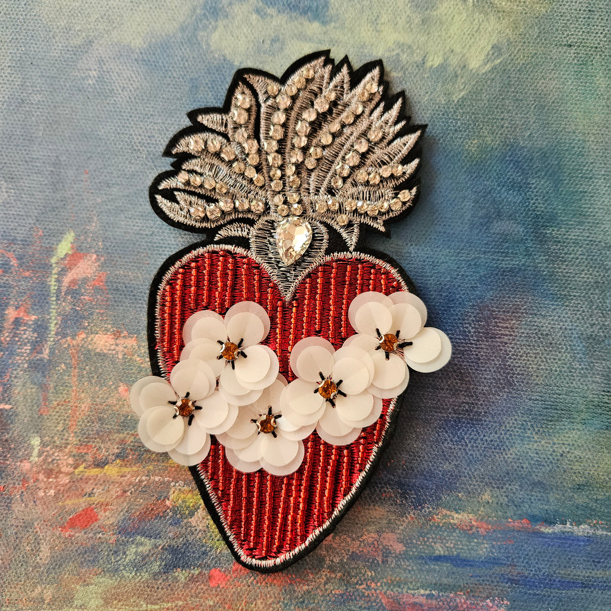 Symærke med hjerte - Hårpynt med blomster og perler til bryllup, konfirmation og fest