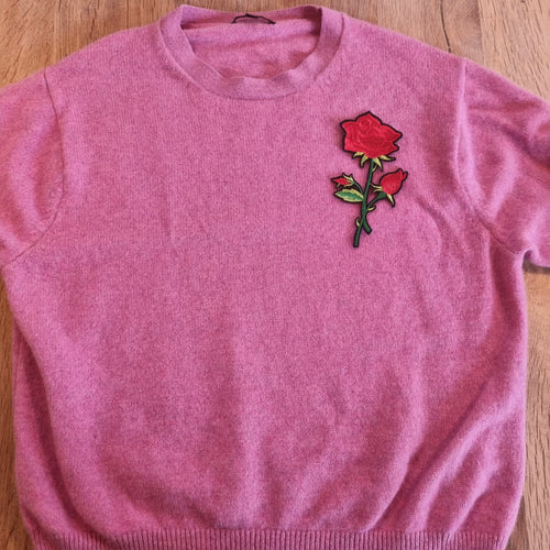 Sødt strygemærke med rose - Hårpynt med blomster og perler til bryllup, konfirmation og fest