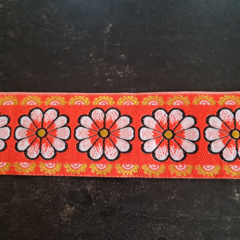 Orange bånd - Hårpynt med blomster og perler til bryllup, konfirmation og fest
