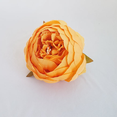 Stor Orange pæon - Hårpynt med blomster og perler til bryllup, konfirmation og fest