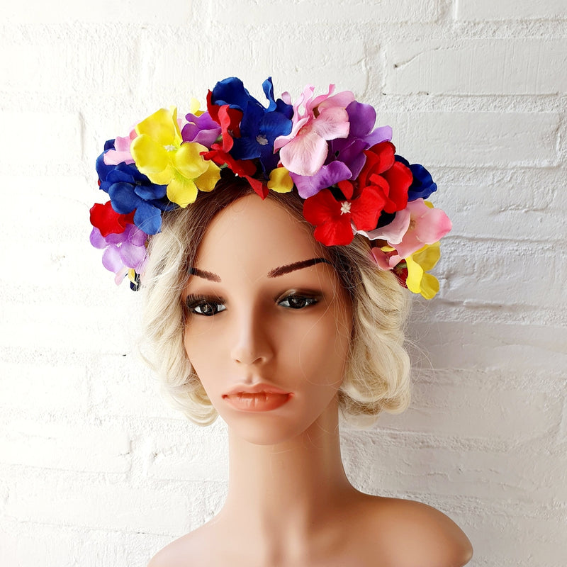 Midsommer / festival blomsterkrone - Hårpynt med blomster og perler til bryllup, konfirmation og fest