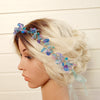 Unikt hårsmykke i blå nuancer - Hårpynt med blomster og perler til bryllup, konfirmation og fest
