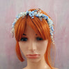 Stort hårsmykke / tiara i blå farver - Hårpynt med blomster og perler til bryllup, konfirmation og fest