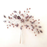 Stor hårnål med violette perler - Hårpynt med blomster og perler til bryllup, konfirmation og fest
