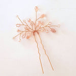 Hårnål med perler i rosegold og lyserød - Hårpynt med blomster og perler til bryllup, konfirmation og fest