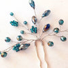 Hårnål med tyrkise perler - Hårpynt med blomster og perler til bryllup, konfirmation og fest