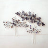 Stor hårnål med violette perler - Hårpynt med blomster og perler til bryllup, konfirmation og fest