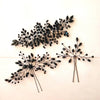 Hårsmykke med sorte perler - Hårpynt med blomster og perler til bryllup, konfirmation og fest