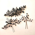 Hårnål med sorte perler - Hårpynt med blomster og perler til bryllup, konfirmation og fest