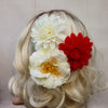 Rød dahlia - Hårpynt med blomster og perler til bryllup, konfirmation og fest