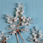 Sæt med tre smukke hårnåle - Hårpynt med blomster og perler til bryllup, konfirmation og fest