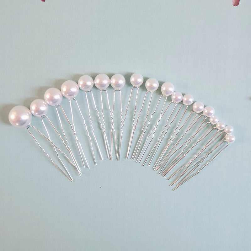 Hårnåle med perler i forskellig størrelse - Hårpynt med blomster og perler til bryllup, konfirmation og fest