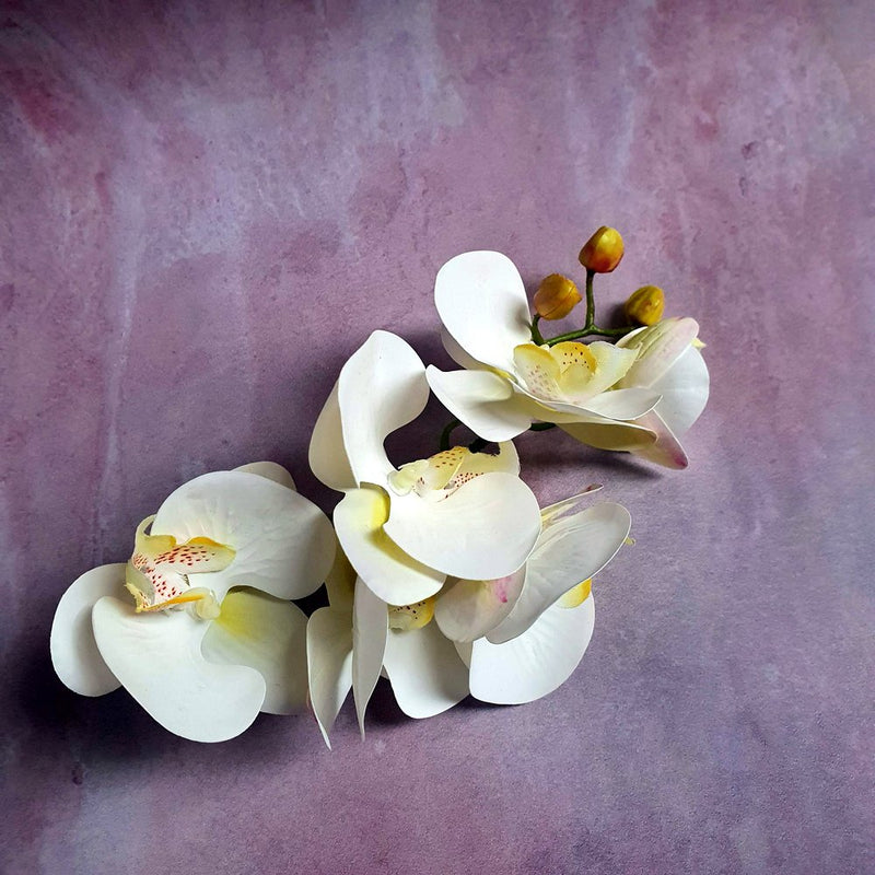 Hårspænde med orkide - Hårpynt med blomster og perler til bryllup, konfirmation og fest