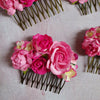 Sød lille blomsterkam i pink - Hårpynt med blomster og perler til bryllup, konfirmation og fest