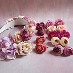 Lav din egen hårbøjle - Blush og rosa - Hårpynt med blomster og perler til bryllup, konfirmation og fest
