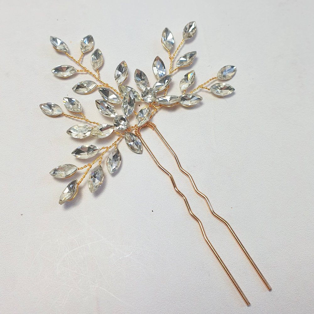 Krystalhårnål - Hårpynt med blomster og perler til bryllup, konfirmation og fest