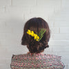 Hårnål med gul mimose - Hårpynt med blomster og perler til bryllup, konfirmation og fest