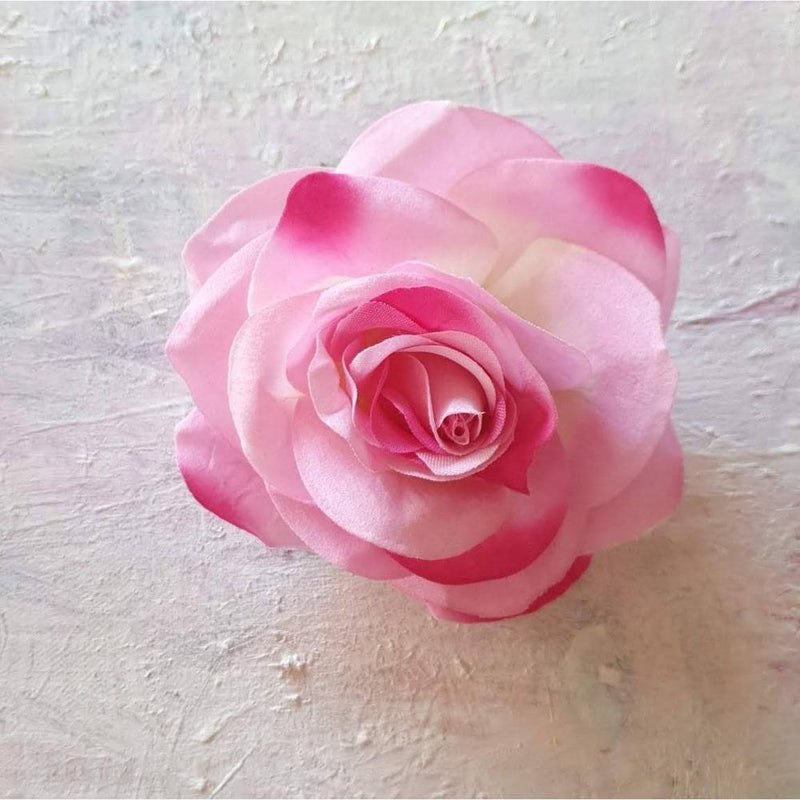 Stor pink rose - Hårpynt med blomster og perler til bryllup, konfirmation og fest
