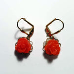 Øreringe med rød rose - Hårpynt med blomster og perler til bryllup, konfirmation og fest