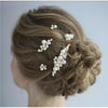 Sæt med 5 hårkamme og nåle med perler - Hårpynt med blomster og perler til bryllup, konfirmation og fest
