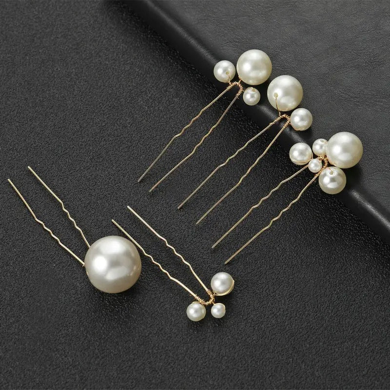 Hårnåle med perler i forskellige størrelser - Hårpynt med blomster og perler til bryllup, konfirmation og fest